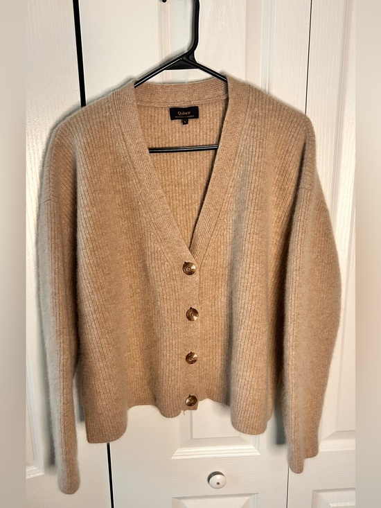 Quince Sweaters - Quince Women’s Large Mongolian Cashmere Fisherman Boxy Cropped Cardigan Sweater